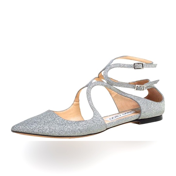 Jimmy Choo NWT LANCER glittered ballet flat shoes - Picture 1 of 7